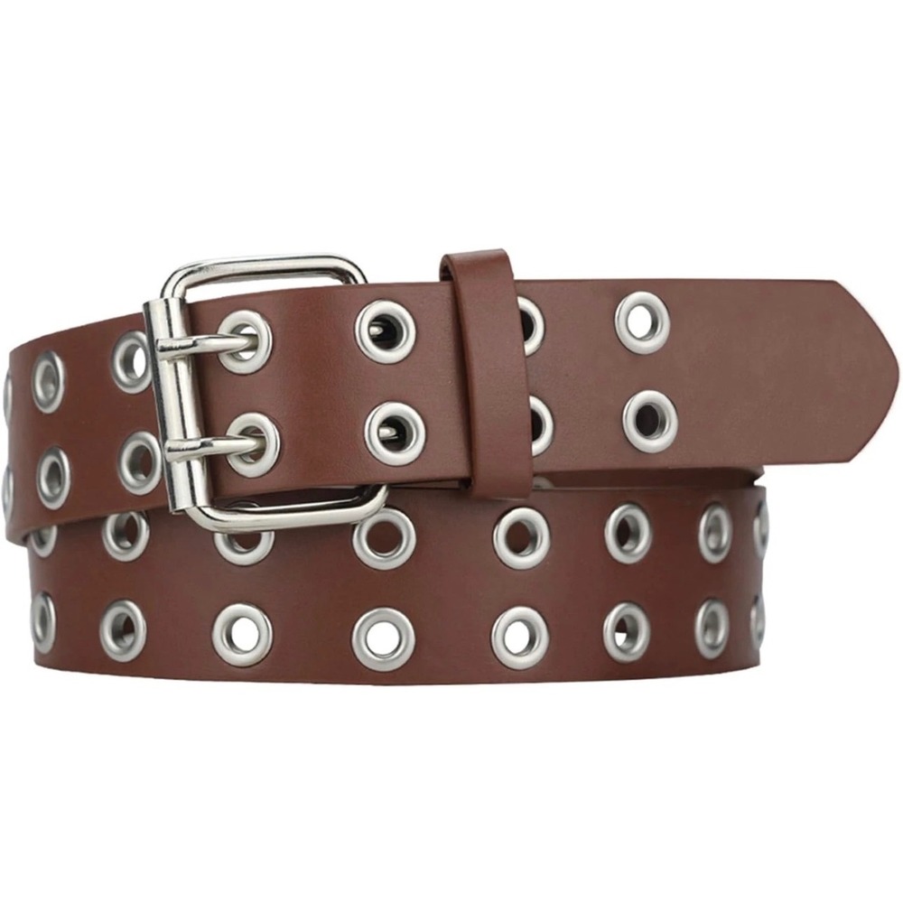Grommet Faux Leather Belts for Women with Double Holes size M/L